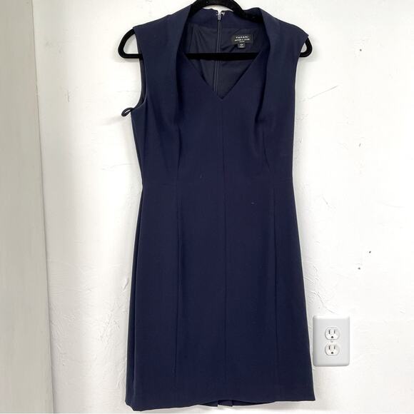 Tahari Arthur S Levine Navy Blue Cap Sleeve Sheath Dress Womens 4P Academia Mini - Picture 1 of 10